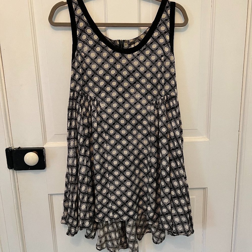 Free People Flowy Midi Dress with Black & White Patterns | Size XS